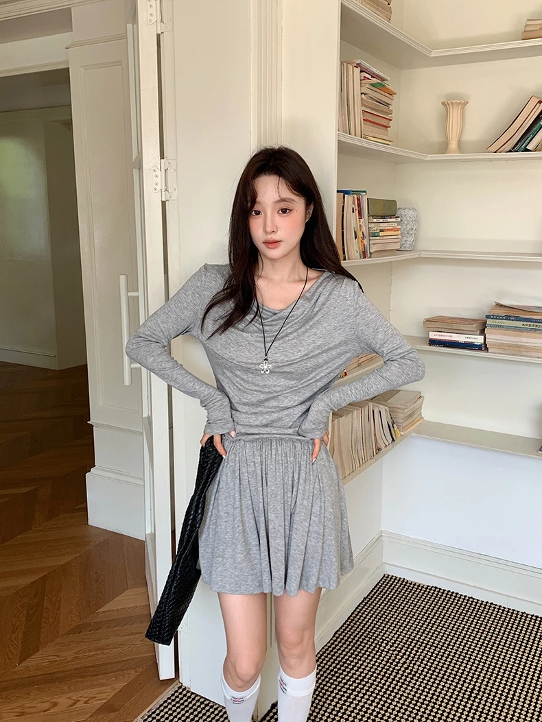 

Эластичная плиссированная короткая юбка Leryl Wool серии Miu с эффектом омоложения, на одно плечо, многофункциональная, комфортная, эластичная