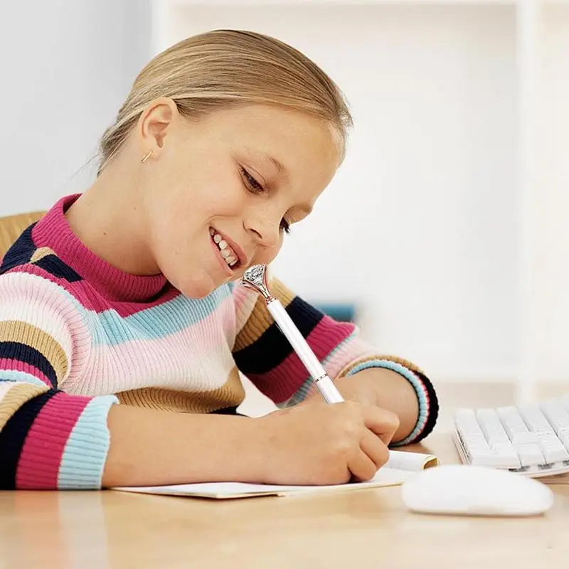 เพชรปากกาคริสตัลน่ารักปากกาบอลพอยท์สวยแฟนซีปากกาสีดำสำหรับ Journaling เด็กผู้หญิงผู้หญิงนักเรียนครู