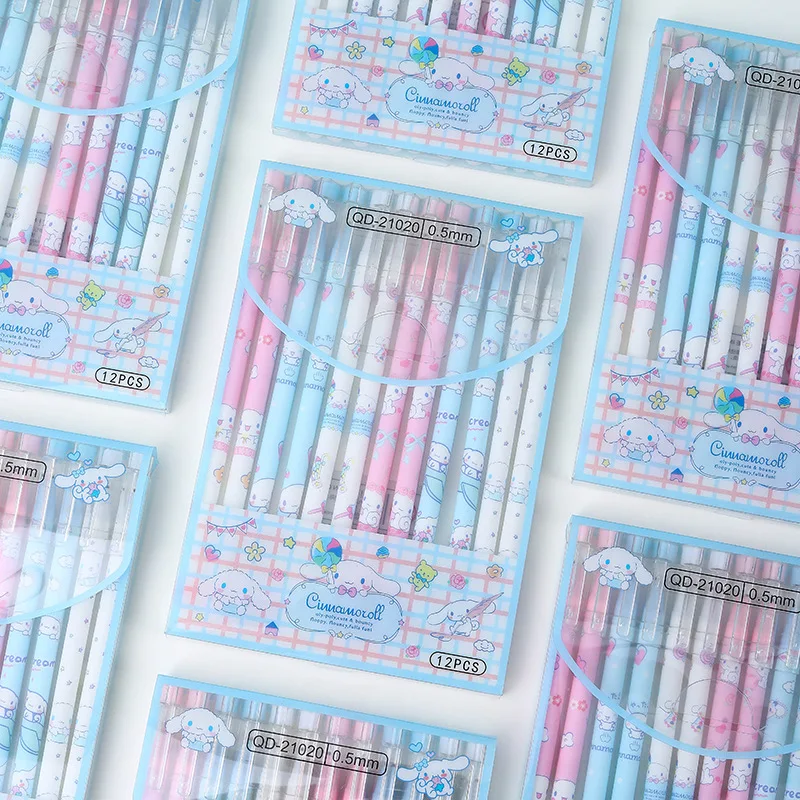 Imagem -04 - Sanrio Gel Pen para Estudantes Olá Kitty Kuromi Cinnamoroll Caneta Neutra Apagável Papelaria Escritório Material Escolar Atacado 24 Pcs 144 Pcs