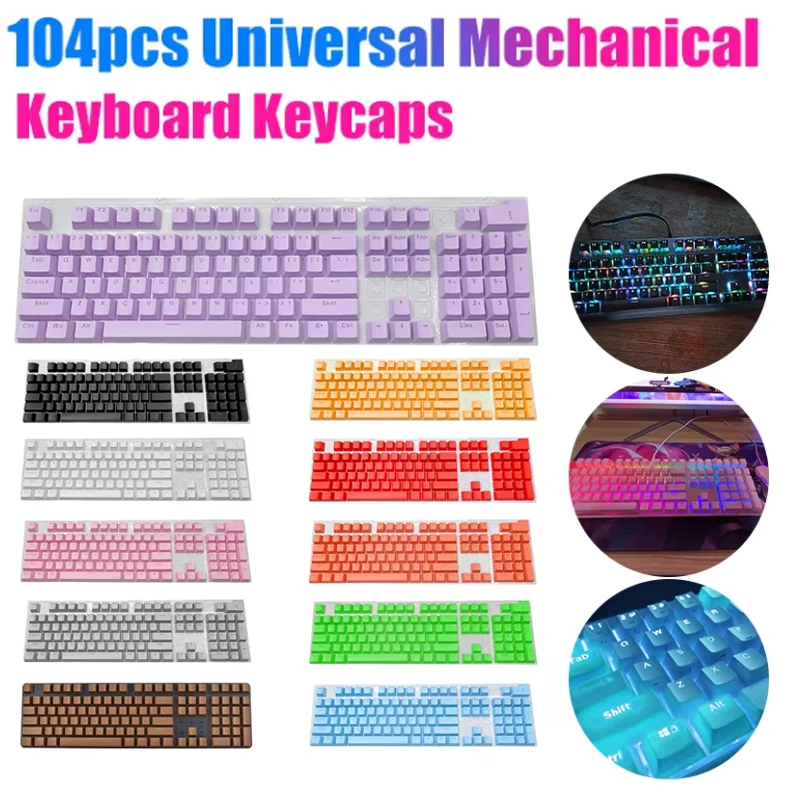 104pcs Universal Mechanical Keyboard Keycaps Ergonomic Blank Keycaps For Cherry MX Mechanical Keyboard Replacement Backlit Key