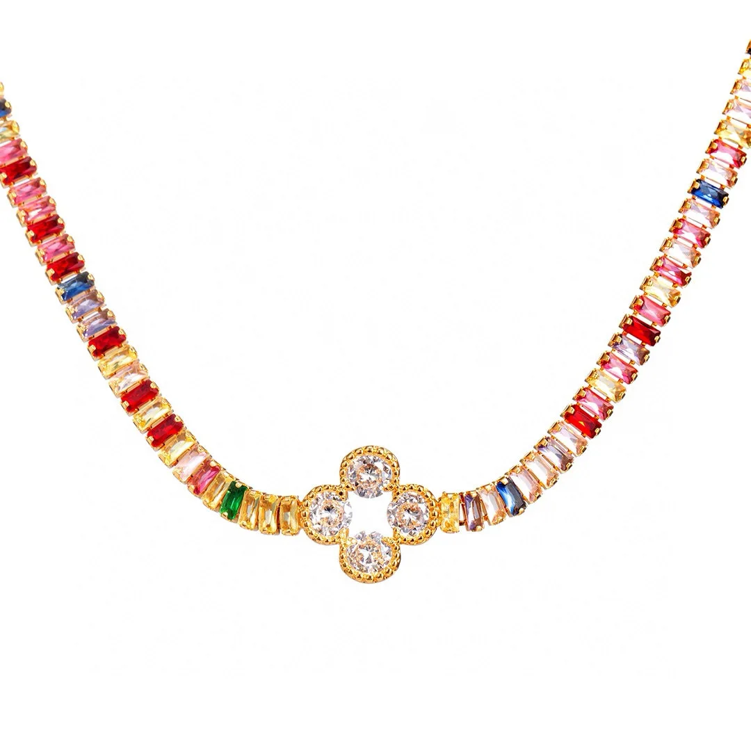 مجموعة مجوهرات CHHC للنساء، قلادة وسوار دوبامين فاخرة لعام 2026، سلسلة كوبية زركونيا ملونة جمالية #3