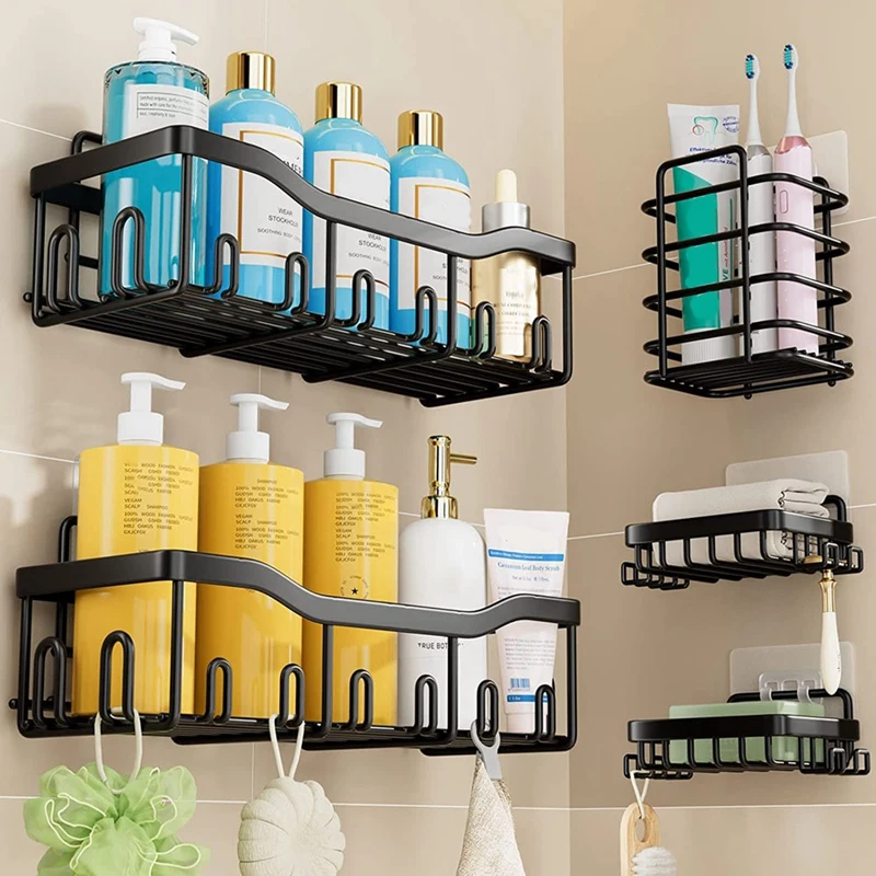 5-Pack Shower Caddy Bathroom Shower Organizer Self Adhesive Shower Shelves For Inside Shower Rack