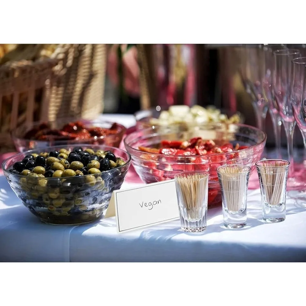 Best Paper Greetings Place Cards for Table Setting - 100-Pack 3.5 x 2 In White & Silver Foil Folded Tents - Wedding & Banquet Se