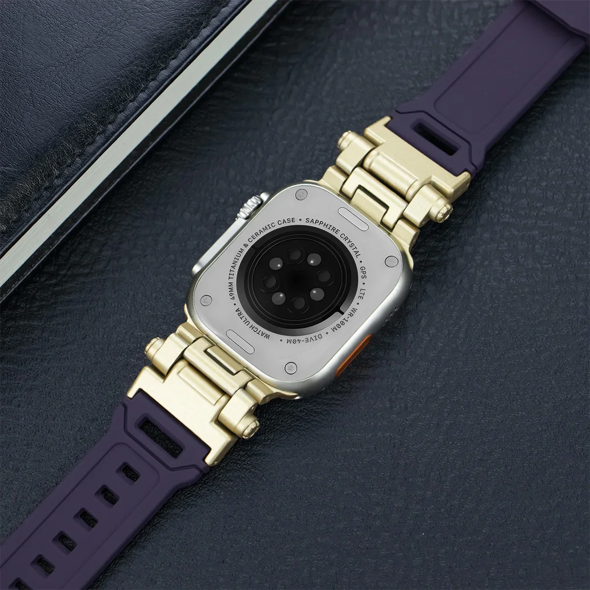 Silicone Band for Apple Watch Strap Ultra 2 49mm 45mm 44mm 42mm Metal Steel Connector Bracelet for IWatch Series 9 8 SE 7 6 5 4