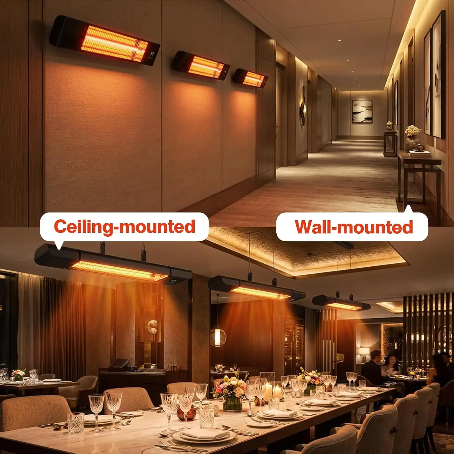 Infrared Electric Patio Heater,Outdoor Electric Patio Heater, Hanging Mounted and Ceiling Mounted Heater for Patio, Garage, Back