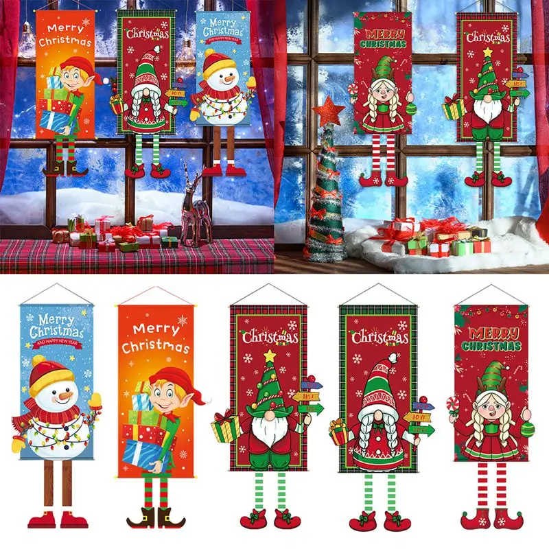 Merry Christmas Door Hanging Flag 2023 Christmas Decorations for Home Cristmas Banner Ornament Xmas Gift Navidad New Year 2024