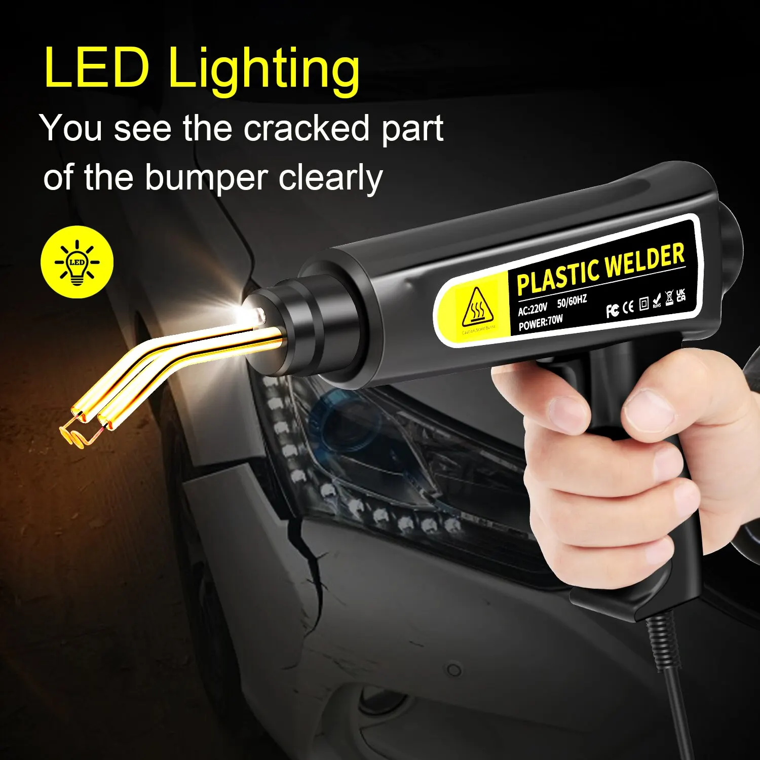 70 Watt Bending Torch XC-70B Main Unit +4 Sets Stapler Plastic Heat Welder Hot Air Gun Plastic Welder Bumper Repair Equipment