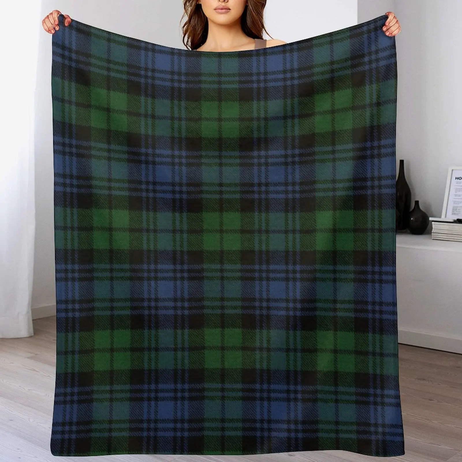 

Black Watch Ancient Original Scottish Tartan Throw Blanket Vintage Loose Decorative Sofa Winter beds Blankets