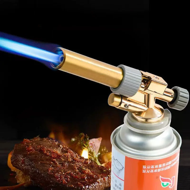 Copper Welding Gas Torch Flame Gun Butane Burner Portable Outdoor BBQ Lighter Flamethrower Welding Equipment Kitchen Ignition