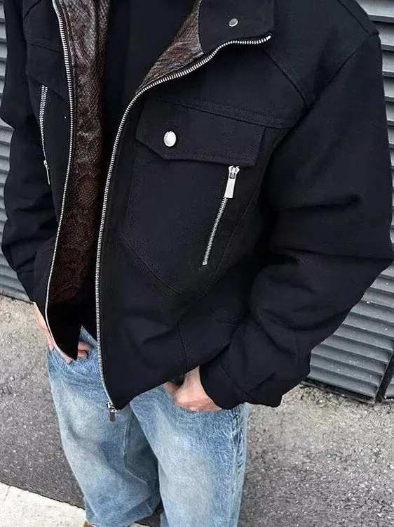 

Retro American Sle Men's Canvas Flight Jaet Spring Autumn Couple Trendy Heavyweight Canvas Workwear Jaet Loose Fit