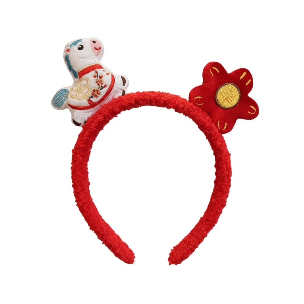 

Sweet Cartoon Horse Hair Hoop Pony Mascot New Year Headpiece Good Luck Headwear 2026 New Year Headband Photo Prop