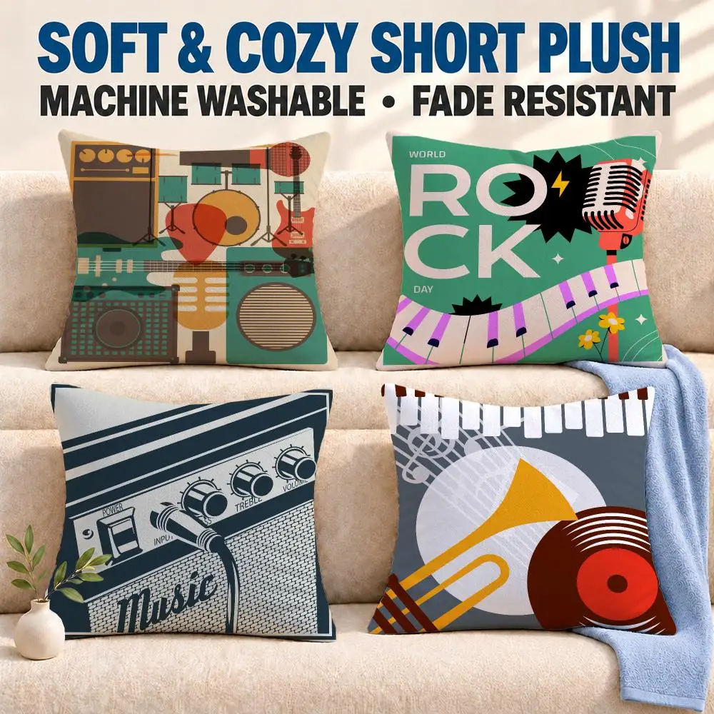 art Retro Speaker Cushion Cover Soft Washable Pillowcase Cushion Cover for Sofa Bed Car Travel Office Home Decor