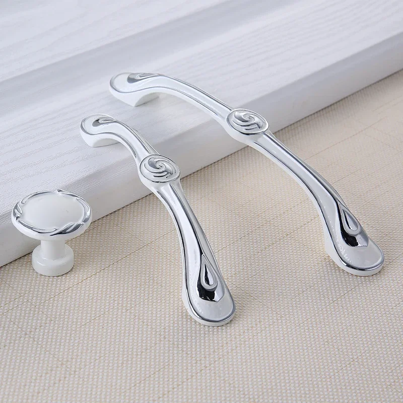 YM Kitchen Cabinet Storage White Drawer Handles Wall 96mm 128mm Dressers Drawers Wardrobe Knob Door Closet Pulls  Hardware Item