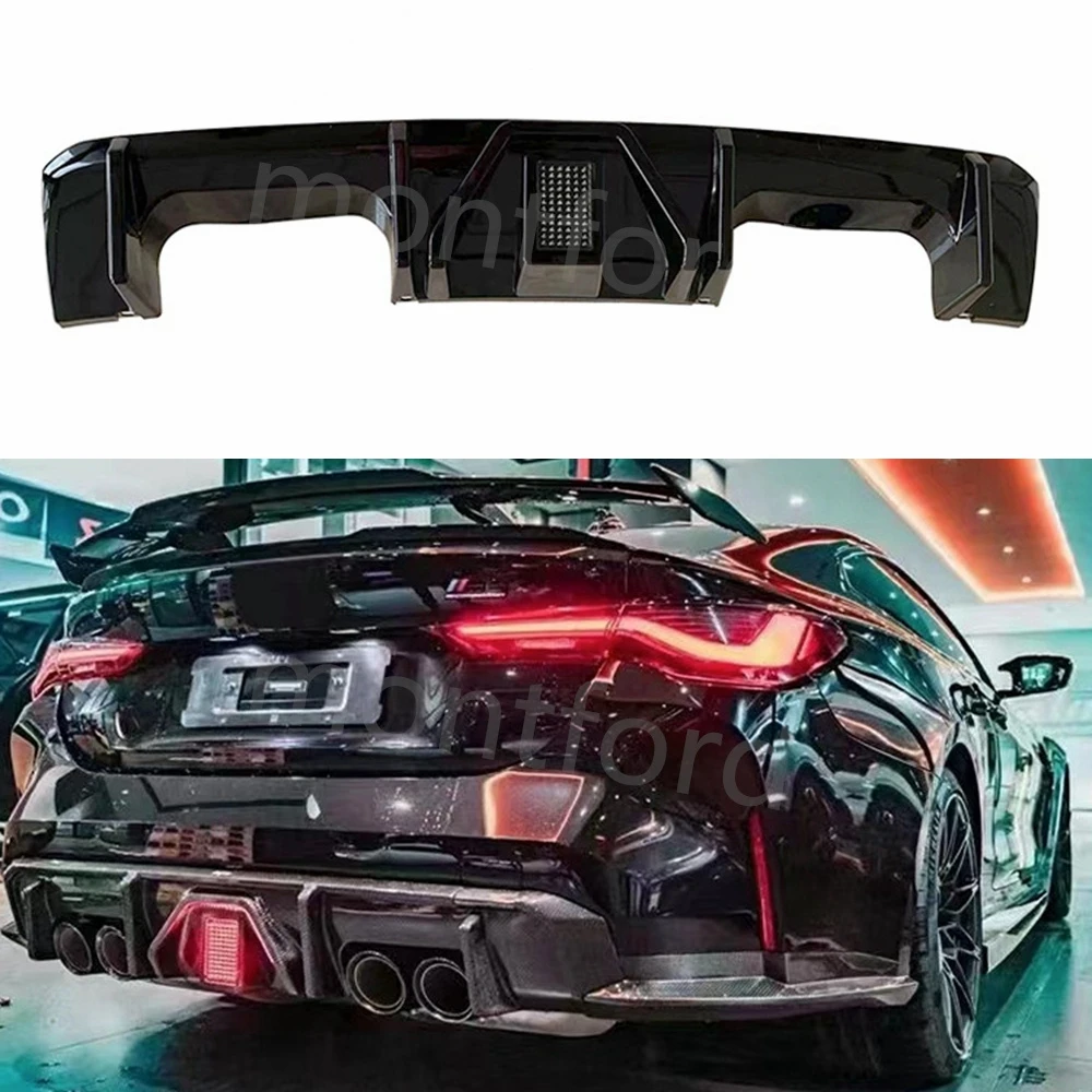 bright black Car Styling Rear Bumper Lip Splitter Diffuser Guard Spoiler For BMW M3 M4 G80 G82 G83 Sedan Coupe Convertible