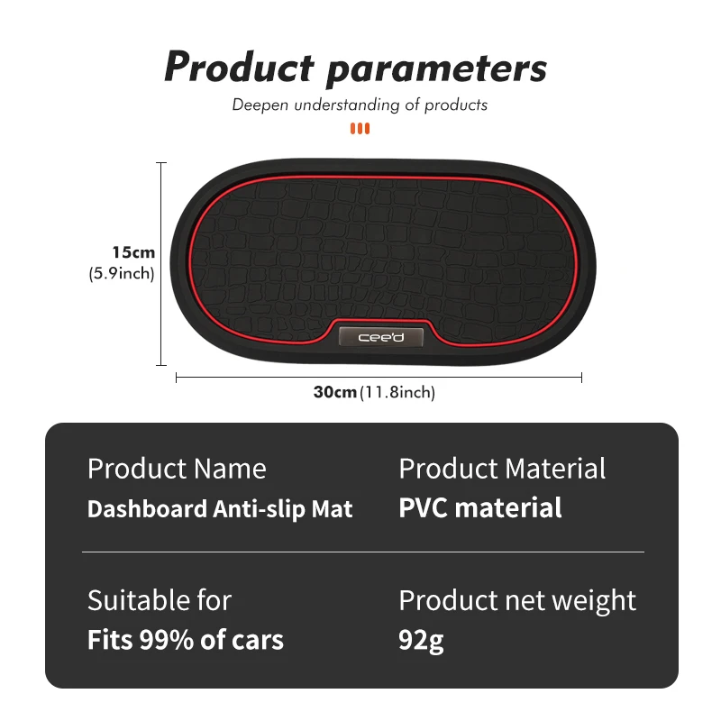 For KIA Car Dashboard Non-slip Mat Phone Key Storage Pad Accessories Ceed ED 2006 2007 2008 2009 2010 2011 2012 - view 6