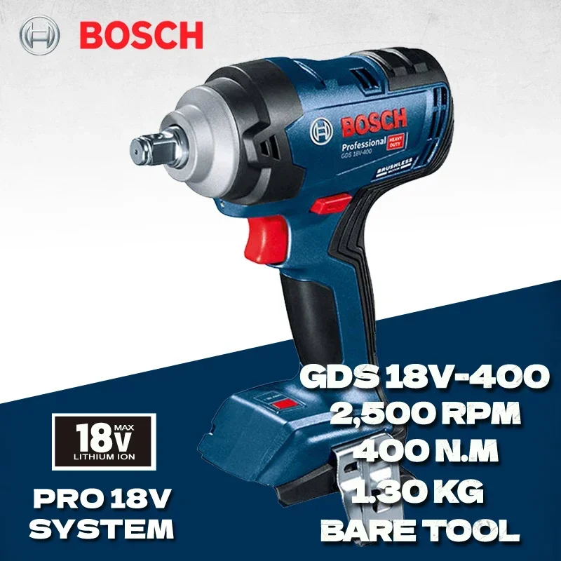 BOSCH GDS 18V-400 Impact Wrench Bare Tool 18V Brushless High Torque Rechargeable Electric Wrench Cordless Power Tools GDS18V-400