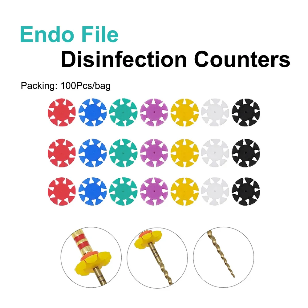 100Pcs/Bag Dental Disinfection Marking Circle Endo Files Counters Denspay Silicone Endo Dentistry Stopper Dental Materials