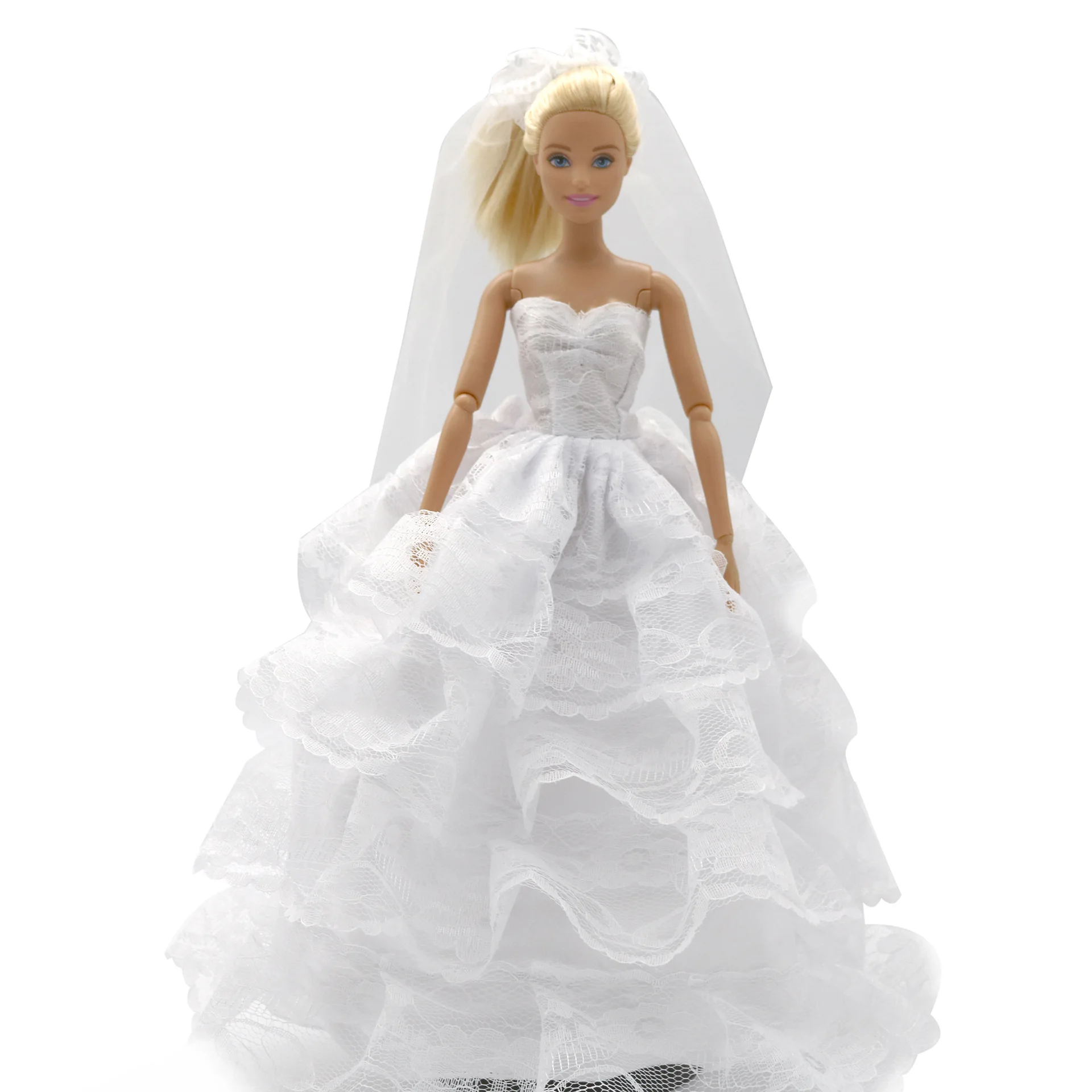 Poppenkleding Poppen Accessoires De Prijs Van Witte Trouwjurk Accessoires Kant Voor Barbies Pop