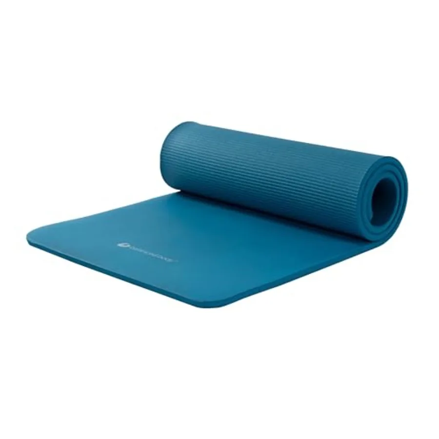 Pilates and yoga mat for studio or home gym use, extra-thick foam material, black, non-slip surface and cushioned support