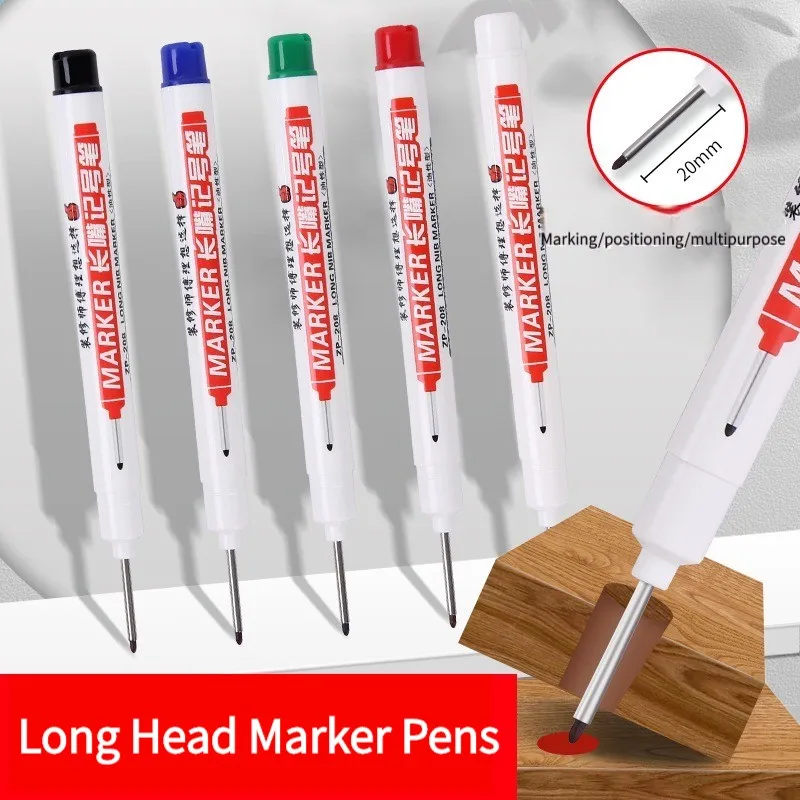 

3Pcs White 20mm Deep Hole Long Nib Head Markers Pen Set for Metal Waterproof Bathroom Woodworking Decoration Multi-Purpose
