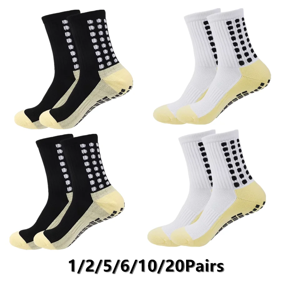 

1/2/5/6/10/20Men Women Non Slip Grip Socks with Mesh Panels Towel Bottom Breathable Shockproof for Football Basketball Baseball