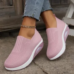 Women's Casual Slip on Sneakers Breathable Woven Mesh Upper Jogging Shoes for Women Walking Biking Driving Zapatillas De Mujer