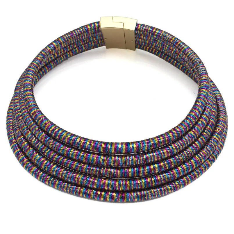 Multilayers Chokers Necklaces Chunky Collar Magnetism Button For Women Chocker Statement Necklace Maxi Jewelry Accessories 2022