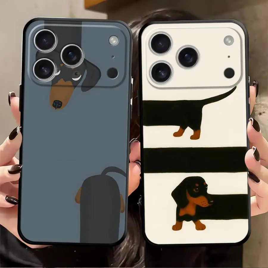 Lustige Cartoon Dackel Handyhülle für iPhone 17 16 15 11 12 14 13 Pro Max Mini X XS XR 7 Plus SE 16E Weiche Silikonhülle