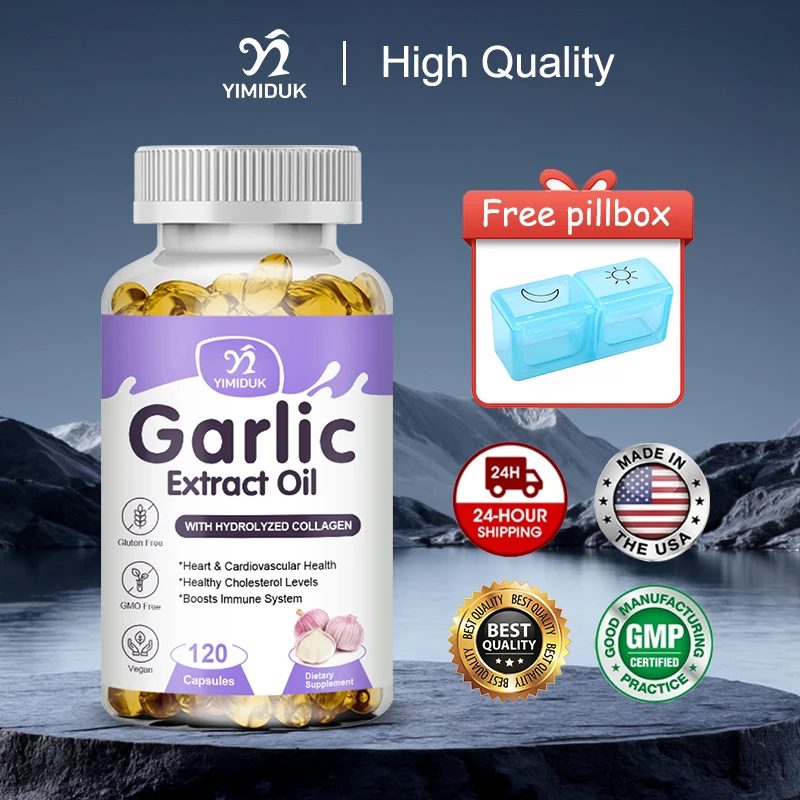 

Garlic Extract Oil Capsules, Support Antioxidant, Heart & Cardiovascular Health, Healthy Cholesterol Levels, Boost Immune System