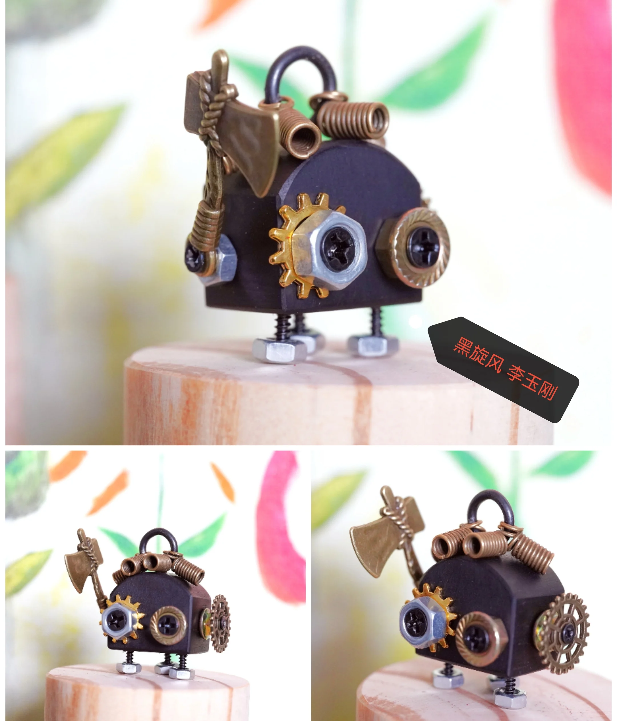 

No Dyed Logs, Punk Robot Keychains, Handmade DIY Craft Jewelry, Bag Pendants, Parent-child Activities