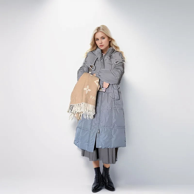 

2024 New Winter Women Long Parkas Pockets Thick Warm Hooded Down Cotton Coat Female Loose Puffer Jackets Windproof Snow Overcoat