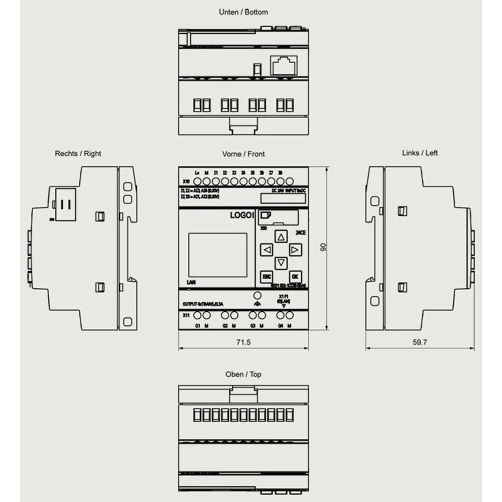 وحدة تحكم PLC مدمجة 24 فولت 8DI(4AI)/4DQ وحدات 6ED1052-1CC08-0BA2 قابلة للتوسيع مع خادم الويب المتكامل لإنترنت الأشياء الصناعية