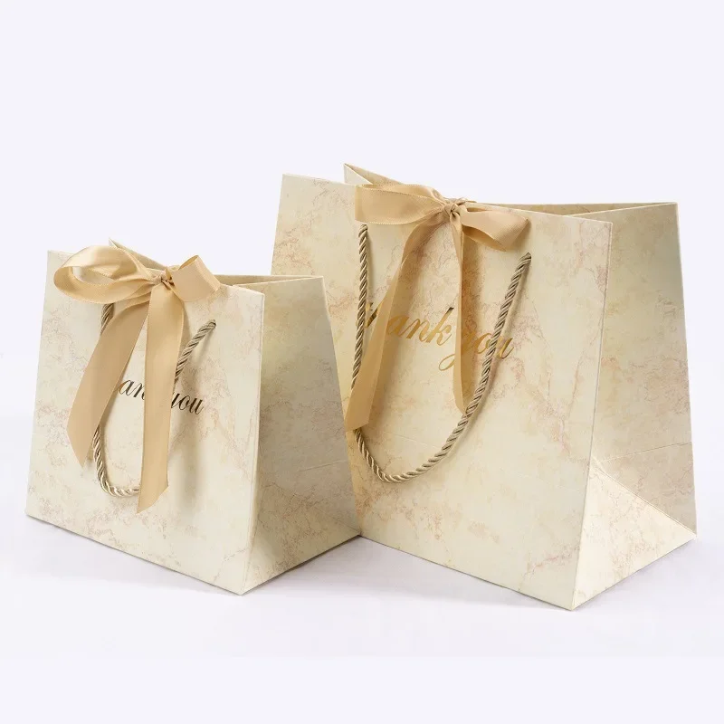 New Grey Marble Gift Bags with Handles for Party Baby Shower Paper Chocolate Boxes Package Wedding Favours Candy Box Packaging