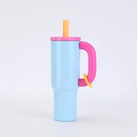 40oz 304 Stainless Steel Straw Insulated Ice Cup Large Capacity Thermal Mug Tumbler with Handle Stylish Insulated Coffee Cup