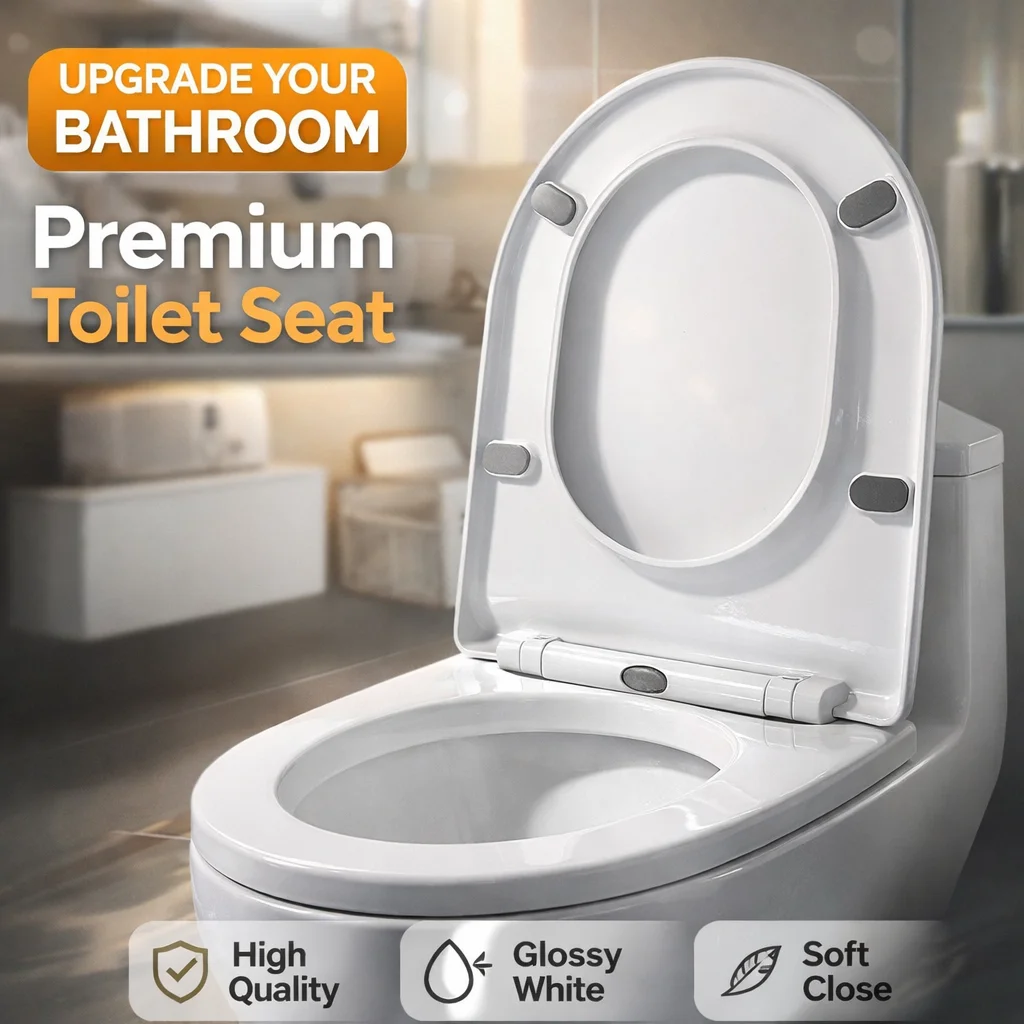 

Прочное пластиковое сиденье для унитаза, универсальная сменная крышка для унитаза, простая установка для ежедневного использования в домашней ванной комнате