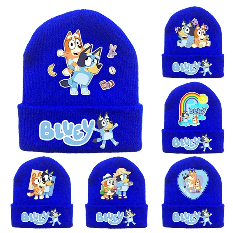 

Blueys Bingo Knitted Hat Cartoon Anime Boys Girls Cold Caps Fashion Headdress Simple Wool Warm Winter Hats Kids Birthday Gift
