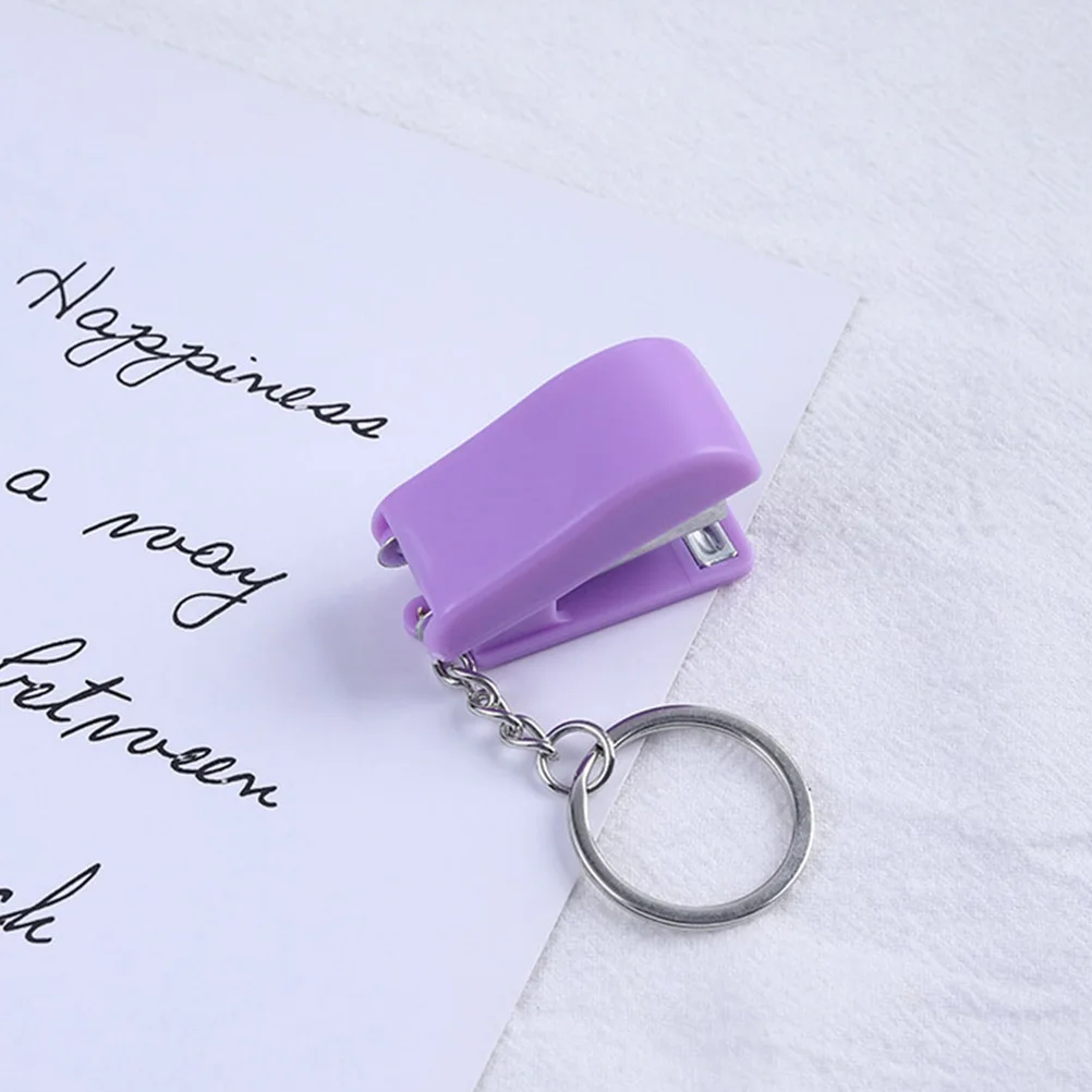 

1Set Small Stapler Portable Mini Stapler Keychain Colorful Exquisite Ring Design Stationery Office School Essential Supplies