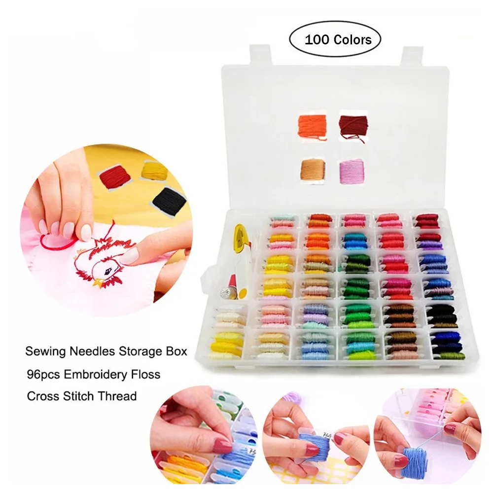 

100 Colors Cotton Embroidery Cross Stitch Embroidery Floss DIY Needlework Sewing Handcraft Cloth For Women Mom For Beginner