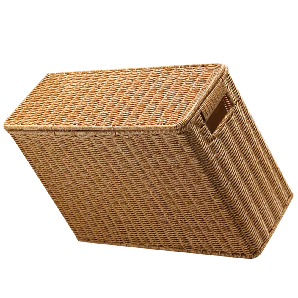 Narrow and Tall Storage Box with Lid Weaving Container Woven Basket Organizing Baskets Fruits