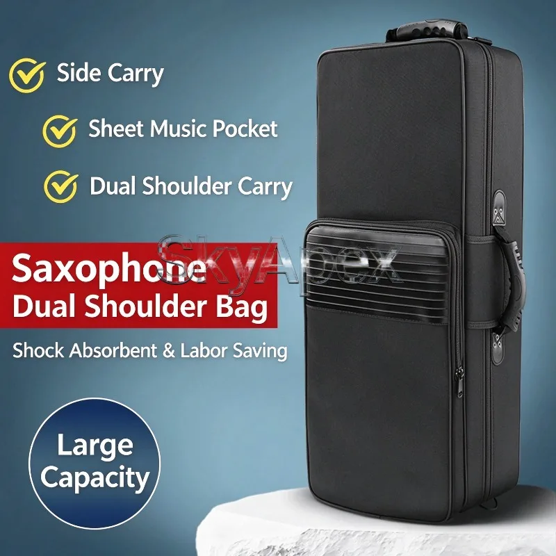 Eb Bb Alto Tenor Soprano Saxophone Backpack Instrument Case Single Shoulder Hand Carry Portable Durable Premium Storage Bag