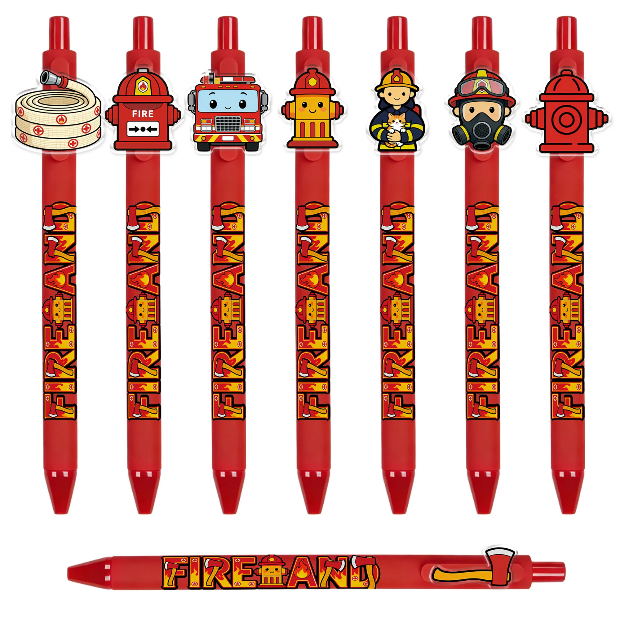 

8 pieces / 16 pieces fire-themed creative ballpoint pens. Fire-related products in the shape of a pressing writing pen.