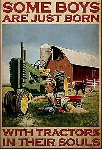 Retro Metal tin Sign Some Boys Have Tractors When They were Born Sign Home 8x12