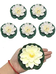  1/5/10pcs Pink Color Water Lily Lotus Artificial Decoration Flower Eva Floating On Water Garden Pond Outdoor Party Decoration