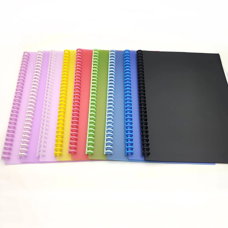 2 Sheets A4 30 Hole Binding Cover & 10mm 30 Holes Plastic Loose-leaf Ring Binder Strip Spiral Binding Set School Accessories