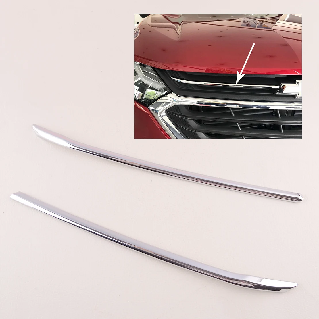 2Pcs/set Car Chrome Front Grill Grille Trim Cover Strip ABS Fit for Chevrolet Equinox 2018 2019 2020