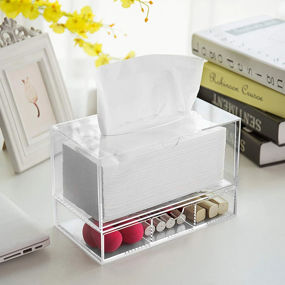 

Clear Acrylic Cosmetics Organizer Multi-functional Storage Case Laundry Room Vanity Household Dryer Sheets Box Stationery