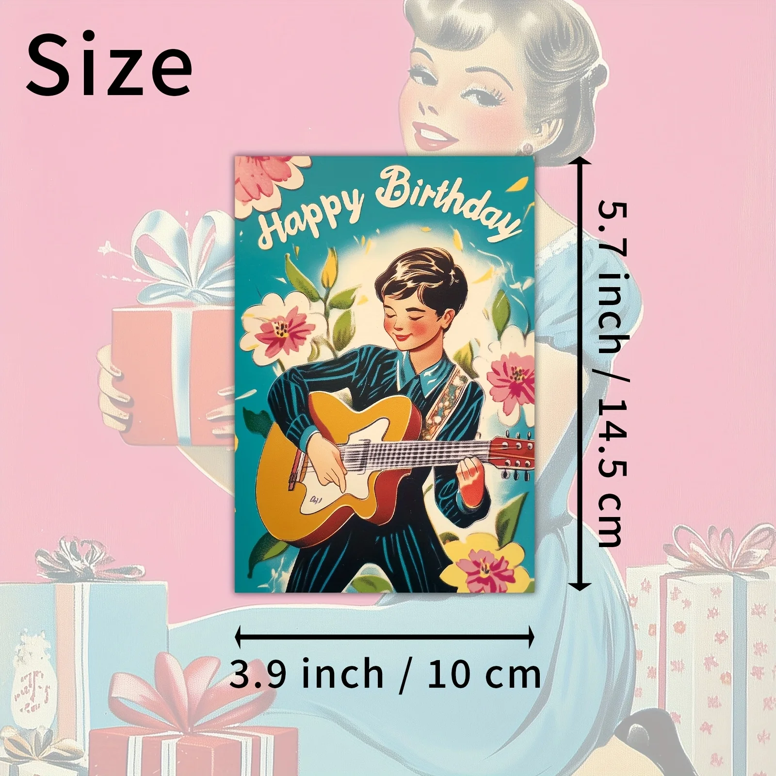 20PCS Retro 1950s Happy Birthday Postcard Set, Featuring Classic Girl Illustrations, Suitable for Scrapbooks and Handmade Crafts