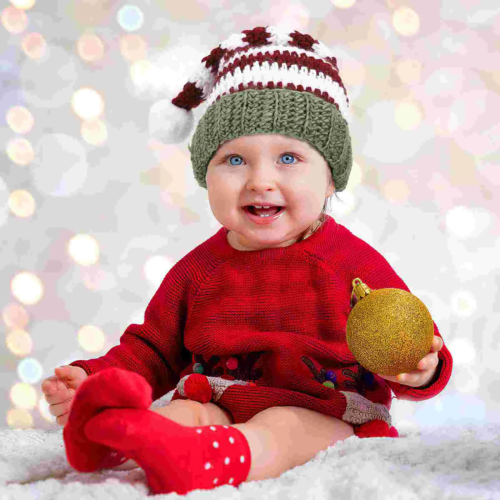 Christmas Knitted Hat Woolen Hats for Kids Warm Parent-child Yarn Stripe Man Miss Mens Fleece Santa