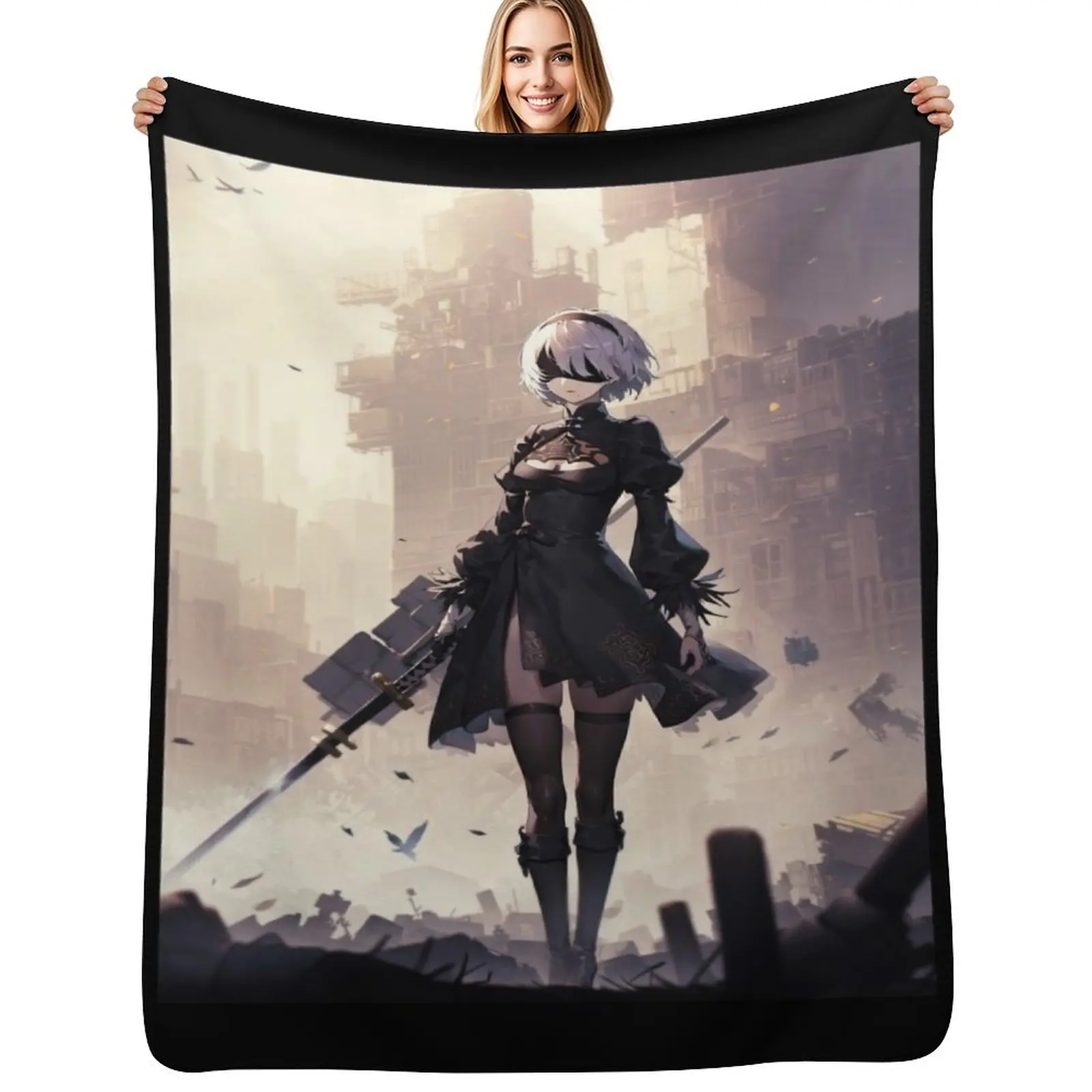 

nier automata Throw Blanket Soft Sherpa Fleece Warm Blanket for Winter