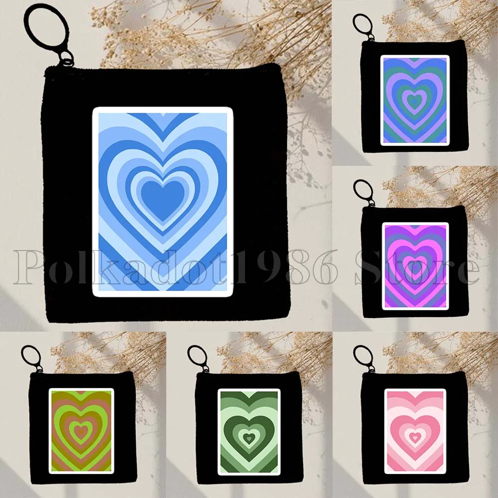 

Aesthetic LATTE Cute Love Heart Pink Blue Green Powerpuff Girls Hearts Canvas Coin Purse Key Case Small Bag Card Wallet Pouch
